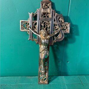 Ornate BrassCrucifix Wall Cross - Decorative Religious Wall Art Vintage